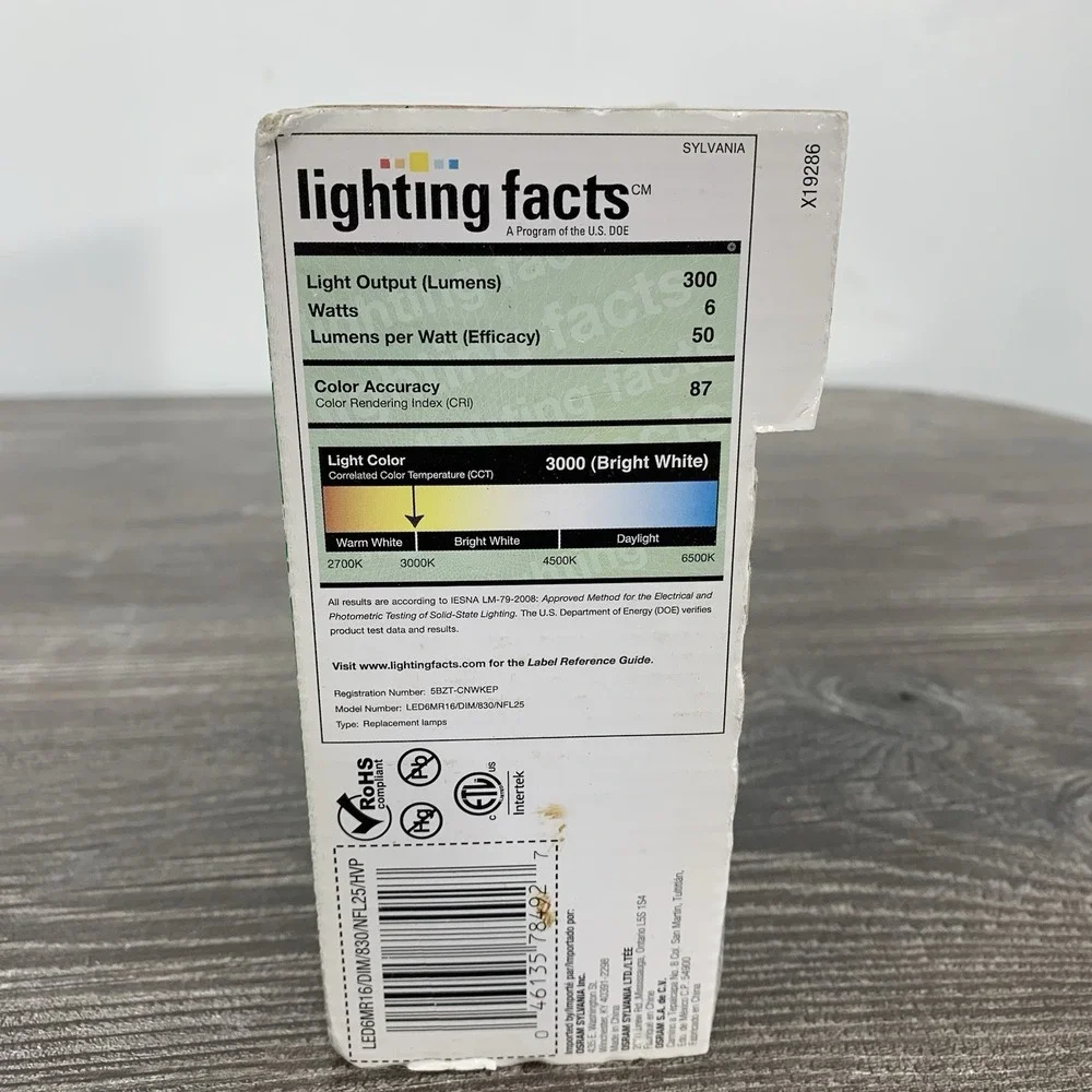 sylvania syl led 6w mr16 flood‎ dimmable 20w replacement New!